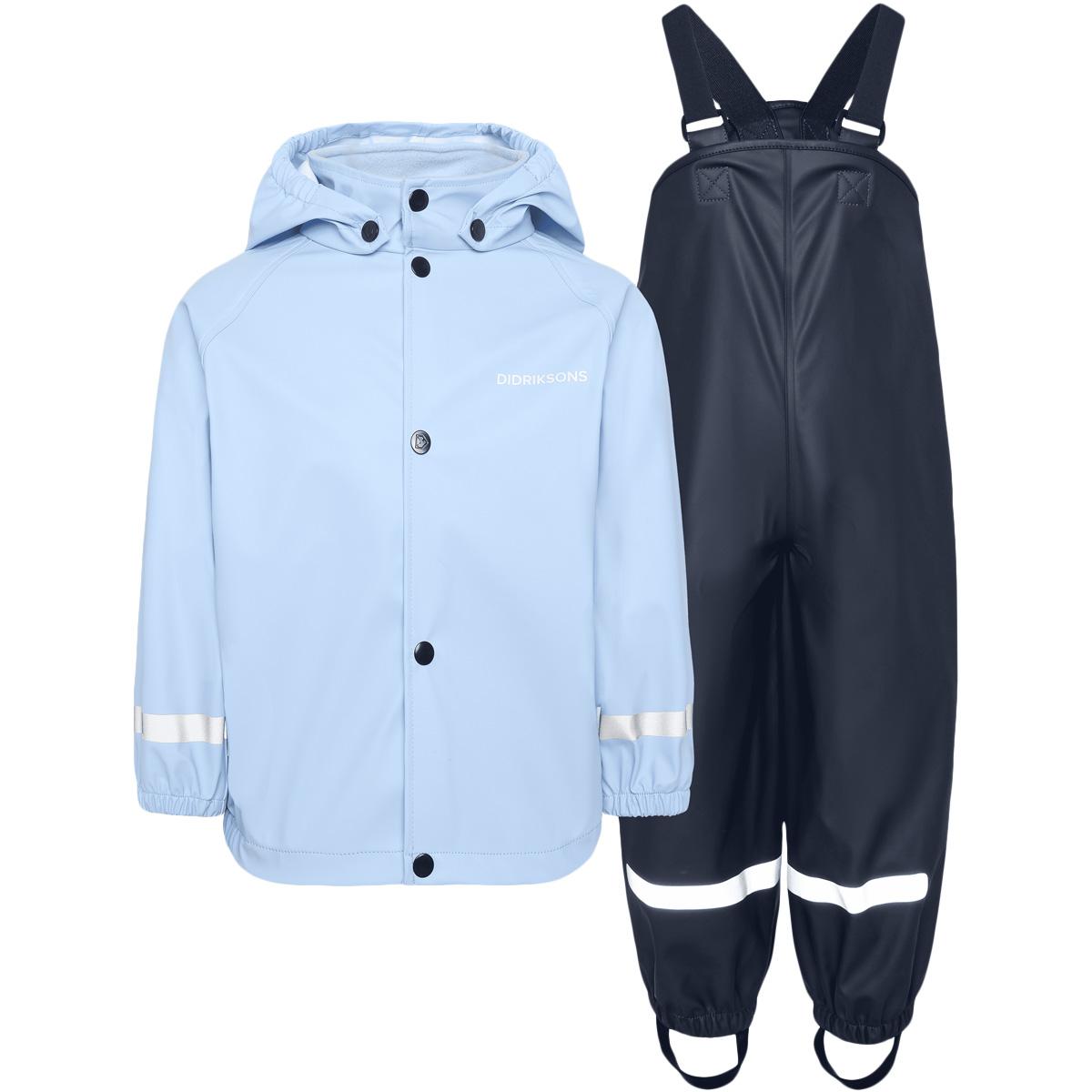 Didriksons Slaskeman PU Regnsæt Børn Light Blue/Navy