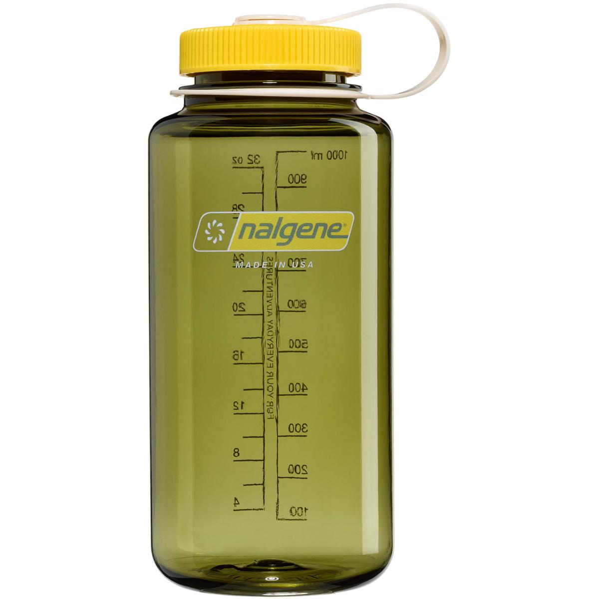 Nalgene Wide Mouth Sustain 1L Drikkeflaske OIL GREEN / FREESIA