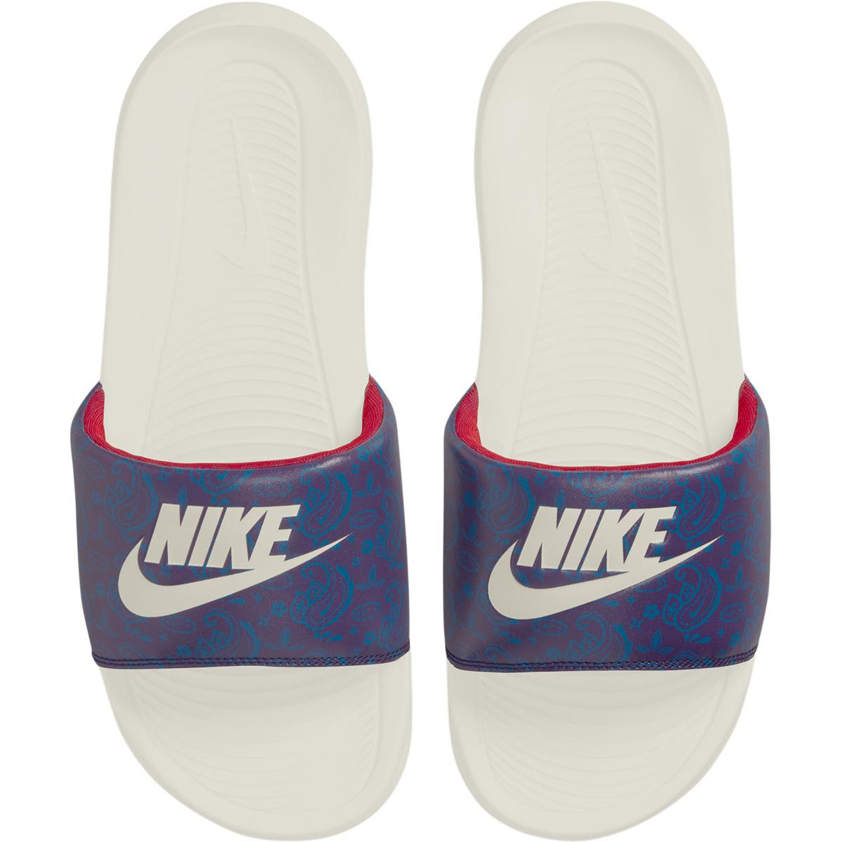 Nike Victori One Print Slide Badesandaler Herre Blackened Blue/Sail-DK Marina