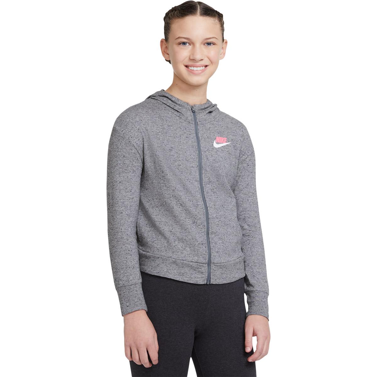 Nike Sportswear Full Zip Hættetrøje Børn CARBON HEATHER/SMOKE GREY/SUNS