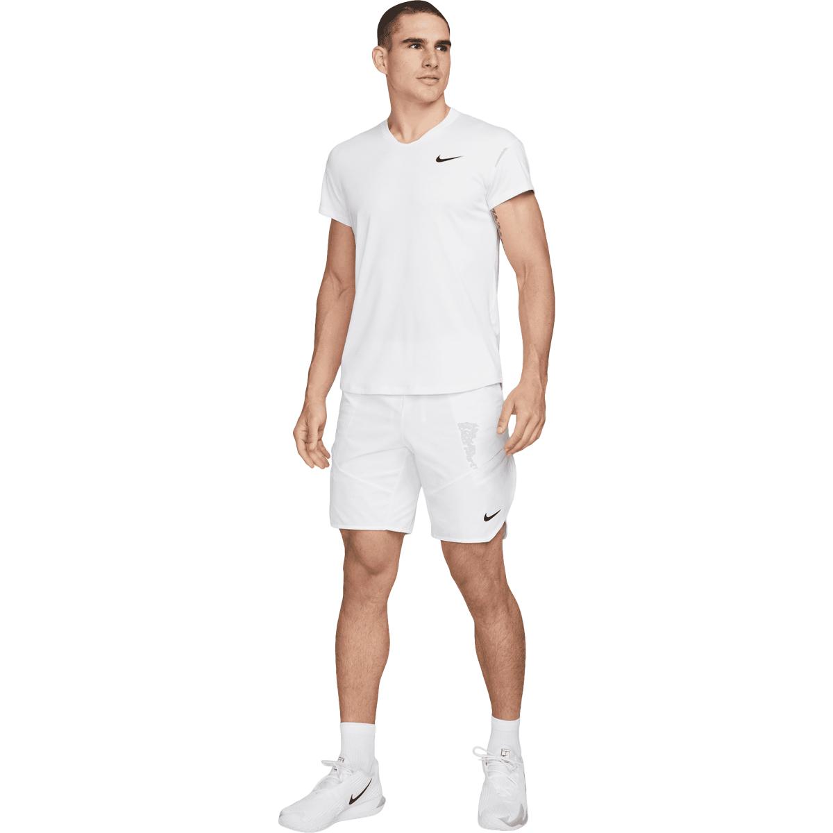 Nike Court Dri-FIT Advantage Tennisshorts Herre WHITE/UNIVERSITY RED-LIGHT BON