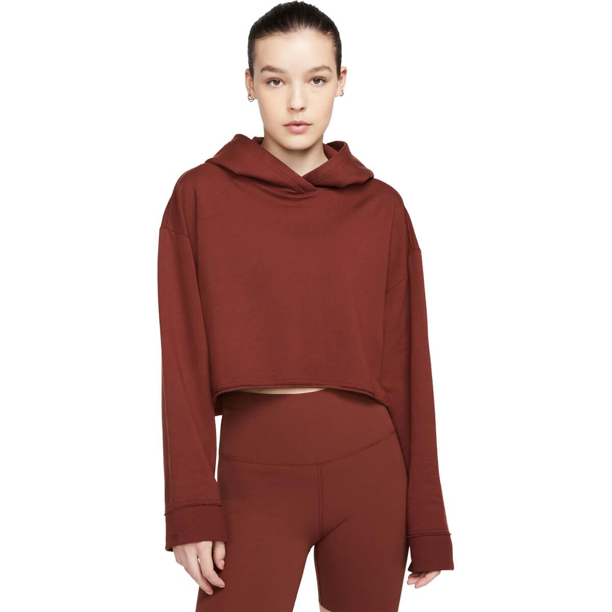 Nike Yoga Luxe Cropped Hættetrøje Dame FOSSIL/VINTAGE CORAL-SAIL