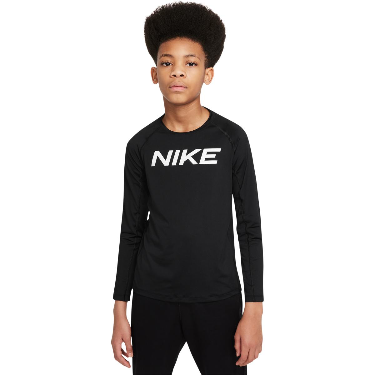 Nike Pro Dri-FIT Langermet Baselayer T-skjorte Barn BLACK/BLACK/RED