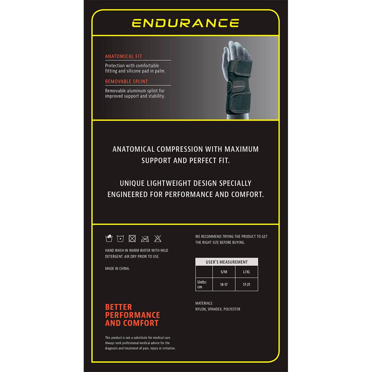 Endurance Protech Højre Håndledsstøtte M/Skinne Black