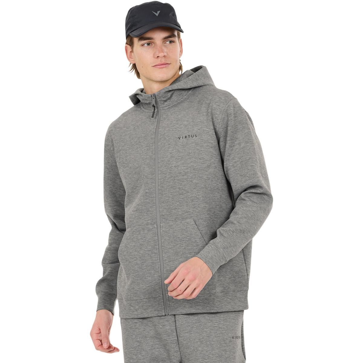 Virtus Taro v2 Technical Full Zip Hættetrøje Herre Mid Grey Melange