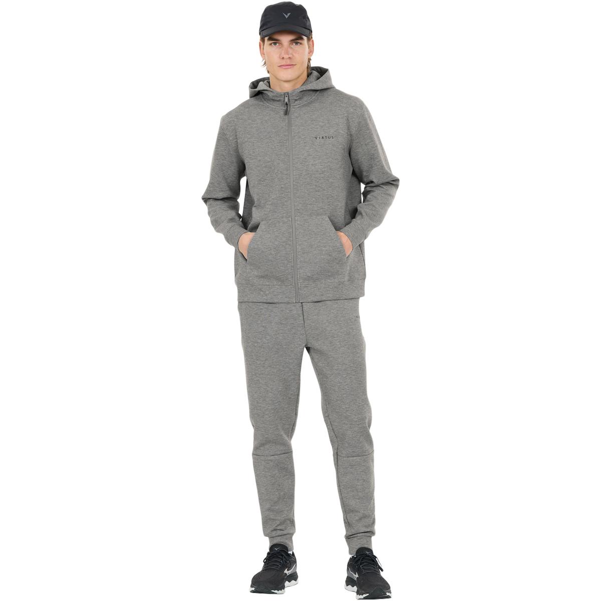 Virtus Taro v2 Technical Full Zip Hættetrøje Herre Mid Grey Melange