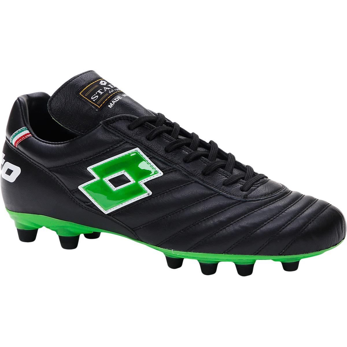 LOTTO Stadio 300 III FG Fodboldstøvler All Black/Spring Green