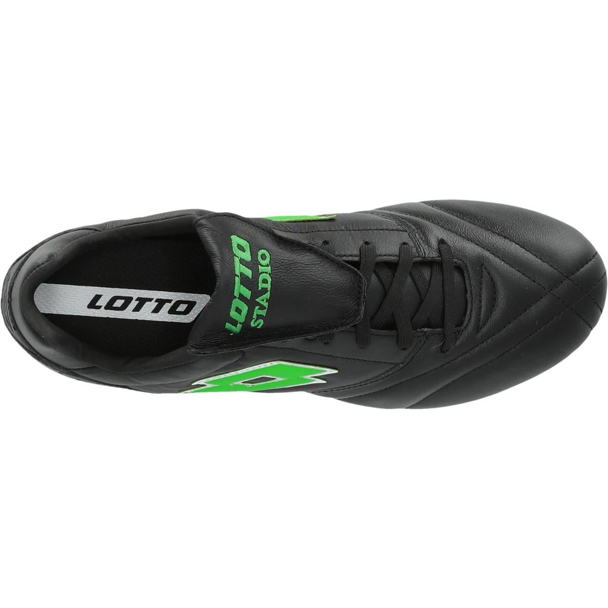 LOTTO Stadio 200 FG Fodboldstøvler All Black/Spring Green