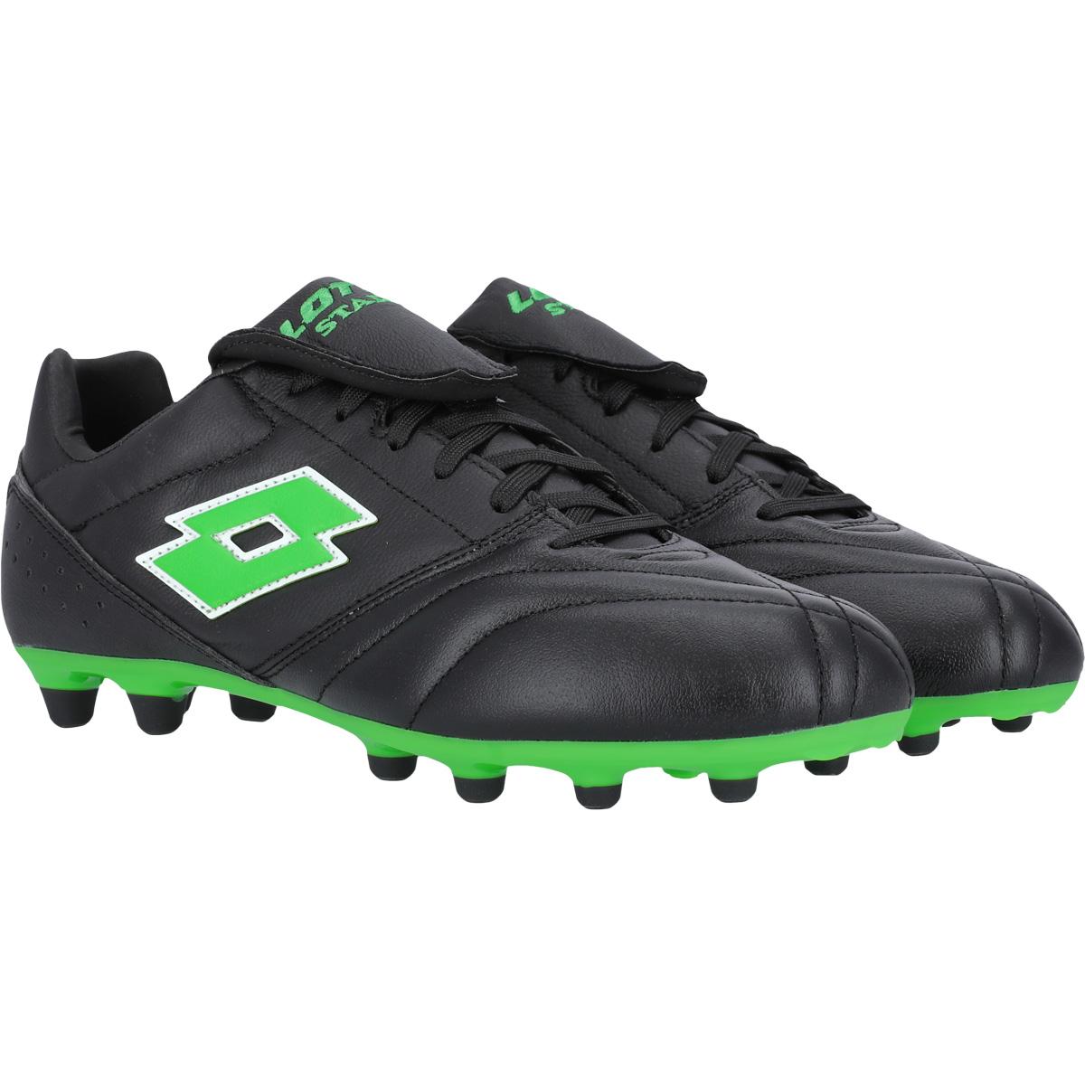 LOTTO Stadio 200 FG Fodboldstøvler All Black/Spring Green