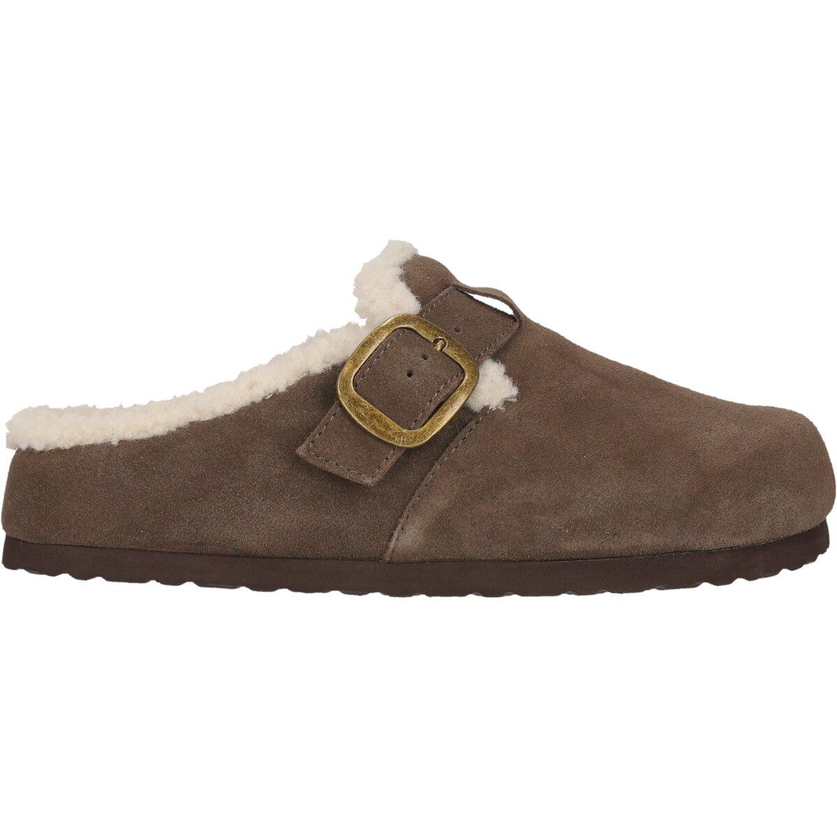 NOU Sama Warm Leather Kork Clogs Dame Caribou