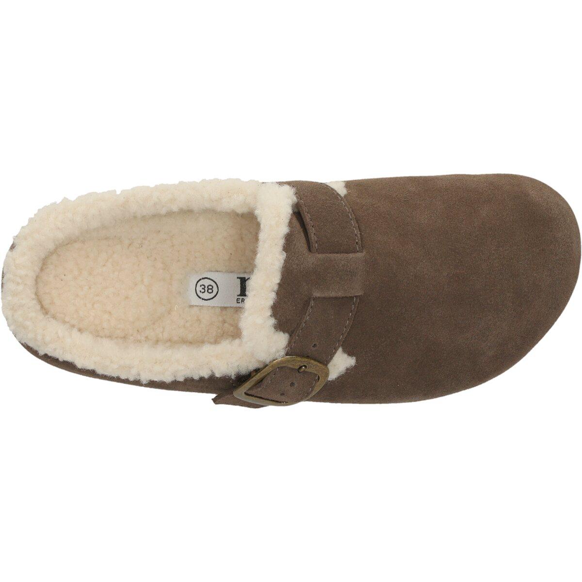NOU Sama Warm Leather Kork Clogs Dame Caribou