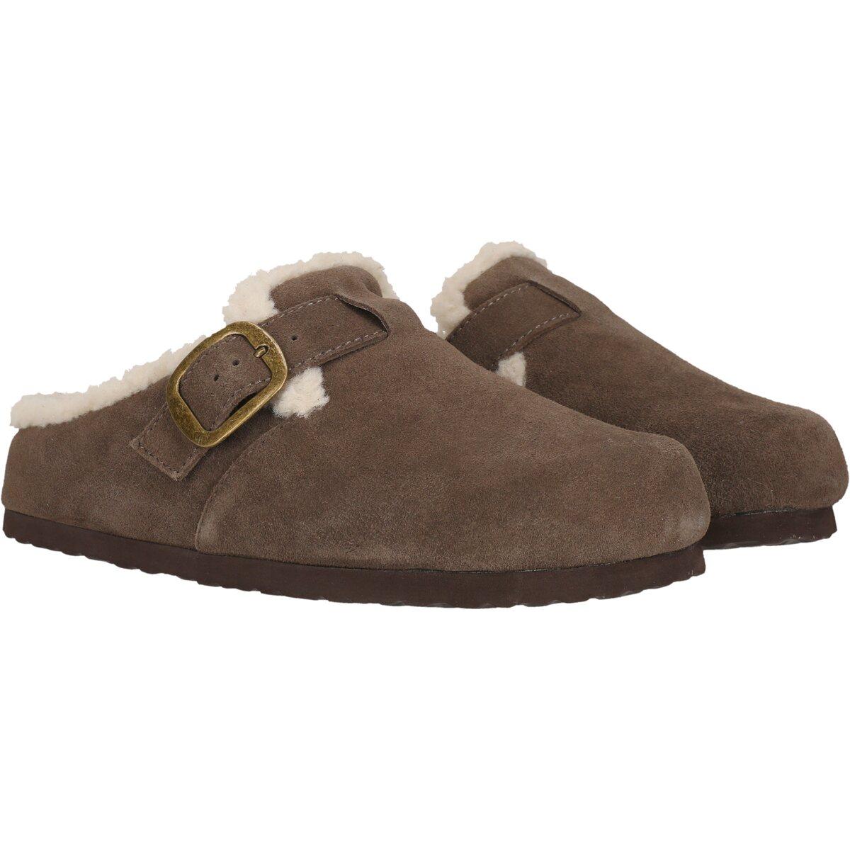 NOU Sama Warm Leather Kork Clogs Dame Caribou