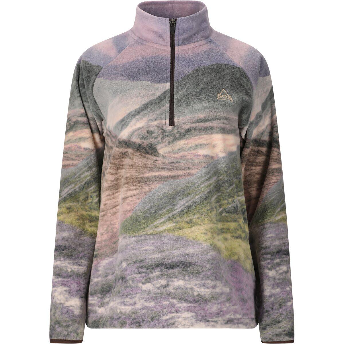 SOS Exo Printed Half Zip Fleecetrøye Dame Shale Mud