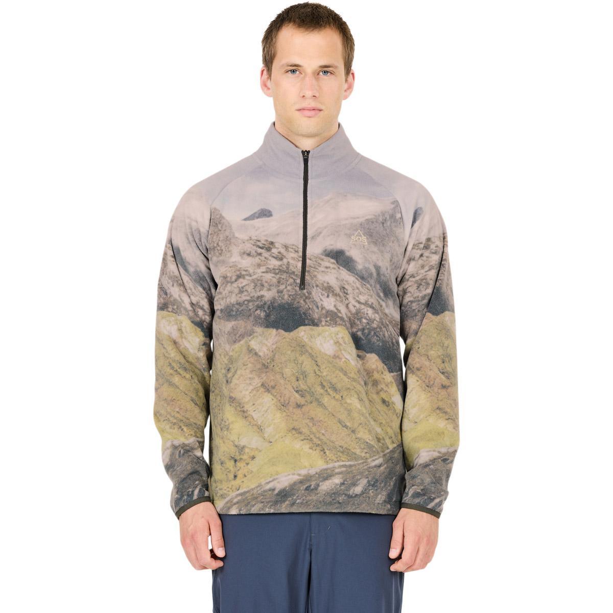 SOS Exo Printed Half Zip Fleecetrøye Herre Black Ink