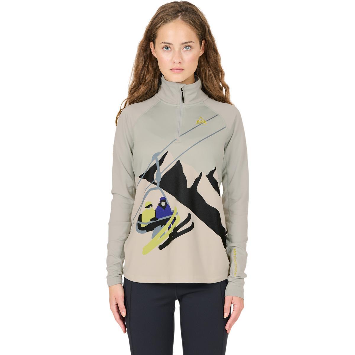 SOS Stratos Printed Half Zip Superundertøy Trøye Dame Harbor Mist