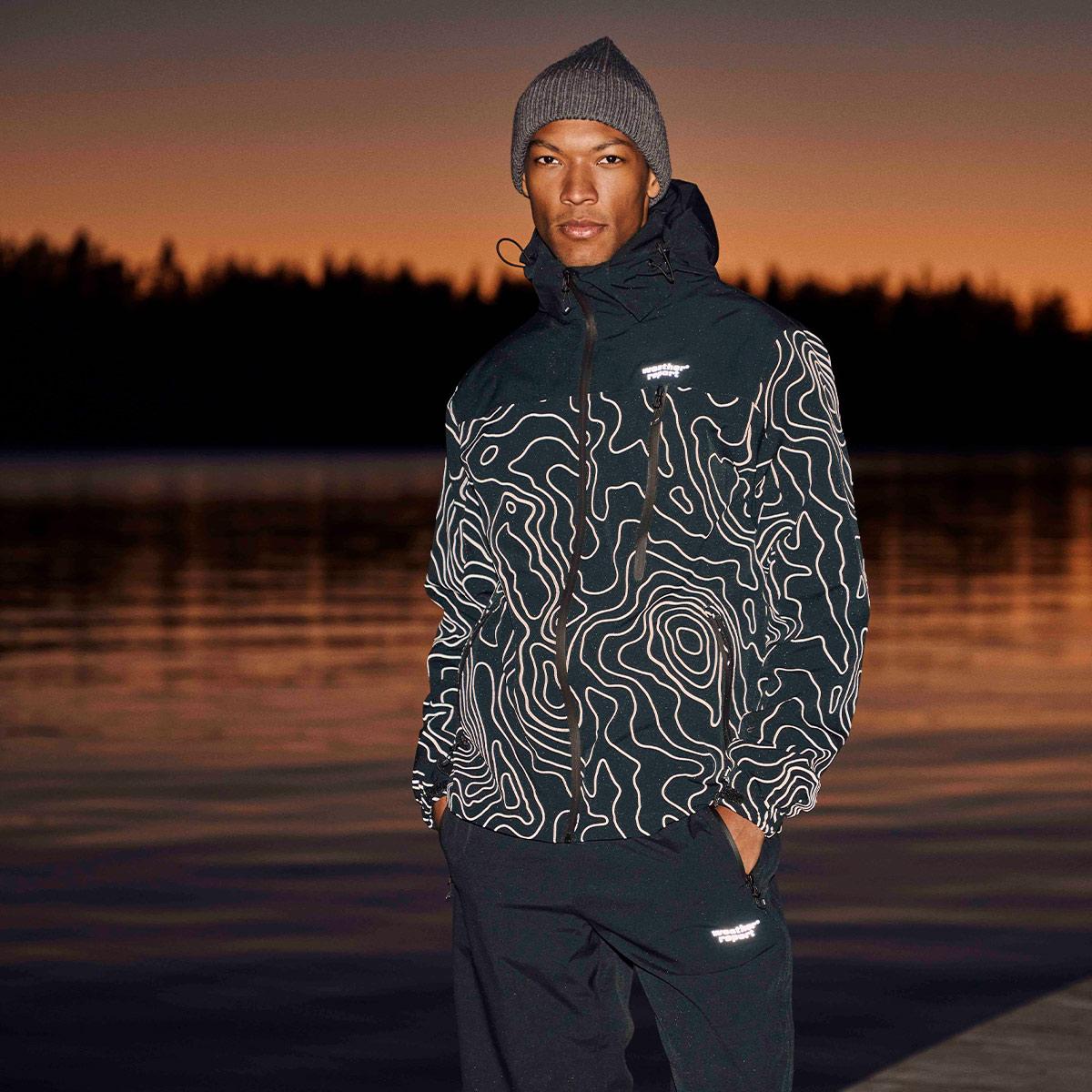 Weather Report Delton AOP Jakke Herre Black