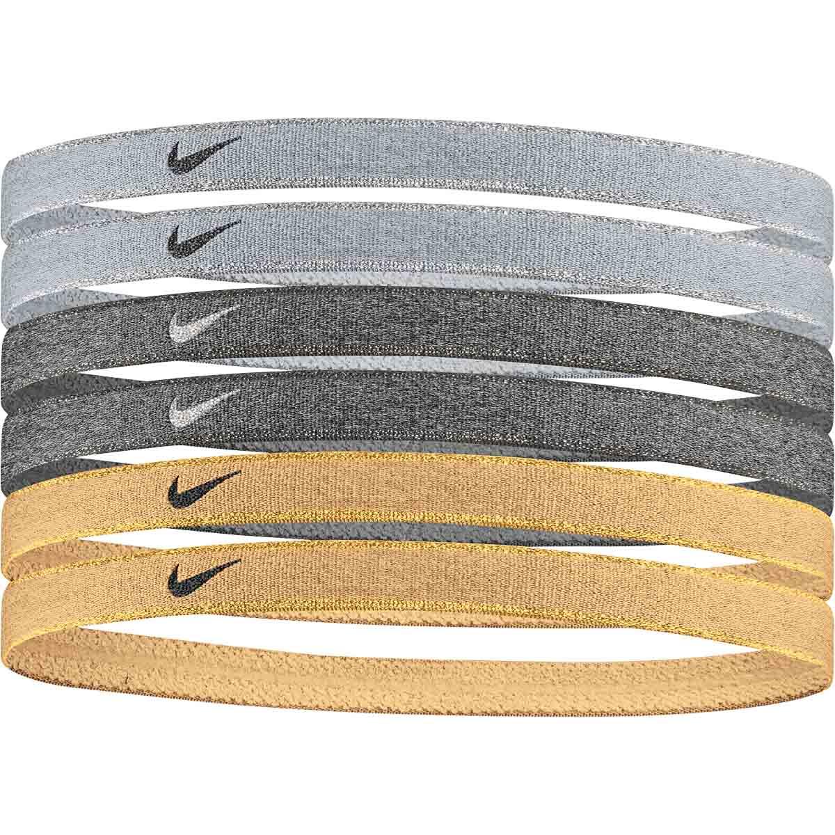 Nike Metallic Swoosh 6-Pack Hårbånd BLACK/WOLF GREY/SILVER