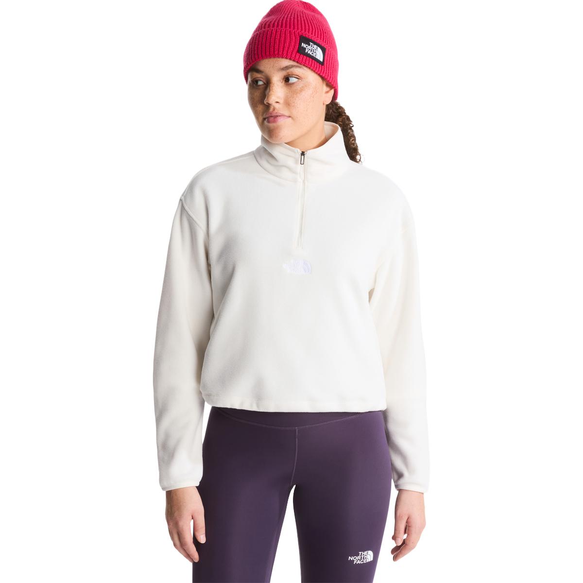 The North Face Novelty Logo Glacier Half Zip Fleecetrøye Dame WHITE DUNE