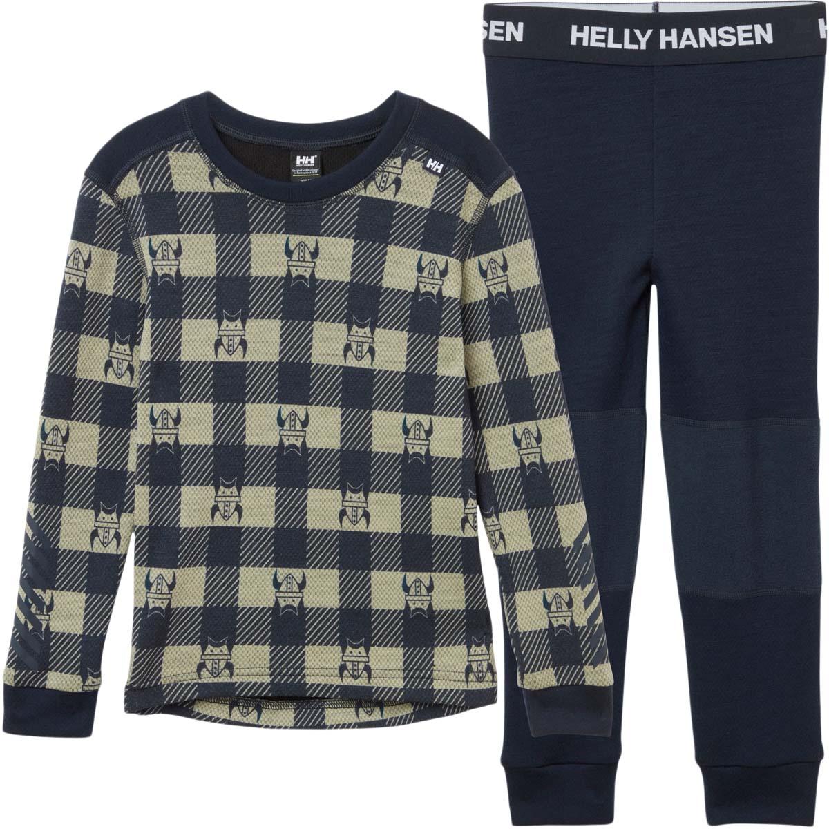 Helly Hansen Graphic Lifa K Merinould Skiundertøj Børn 598 NAVY AOP