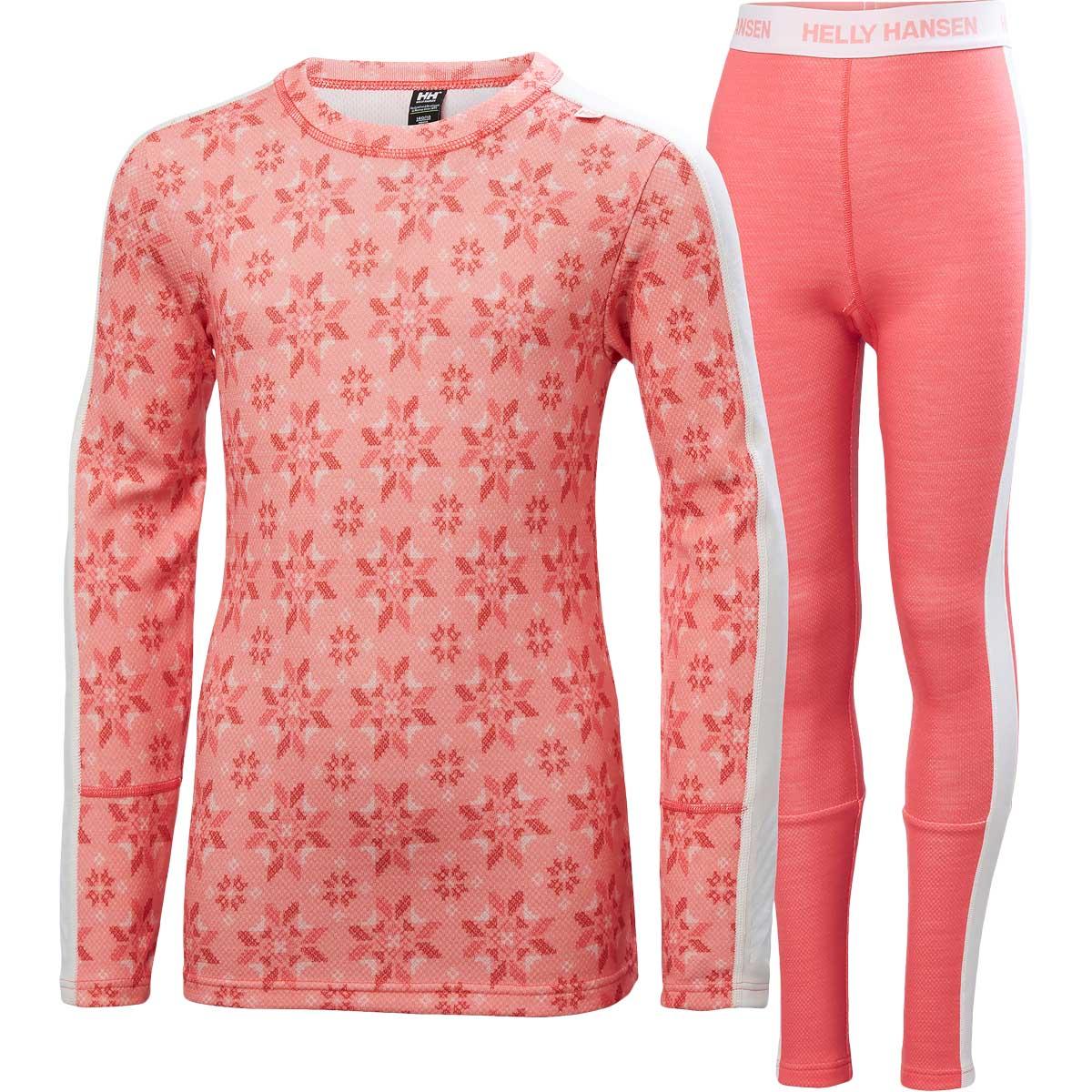 Helly Hansen Graphic Lifa Merinould Skiundertøj Børn SUNSET PINK