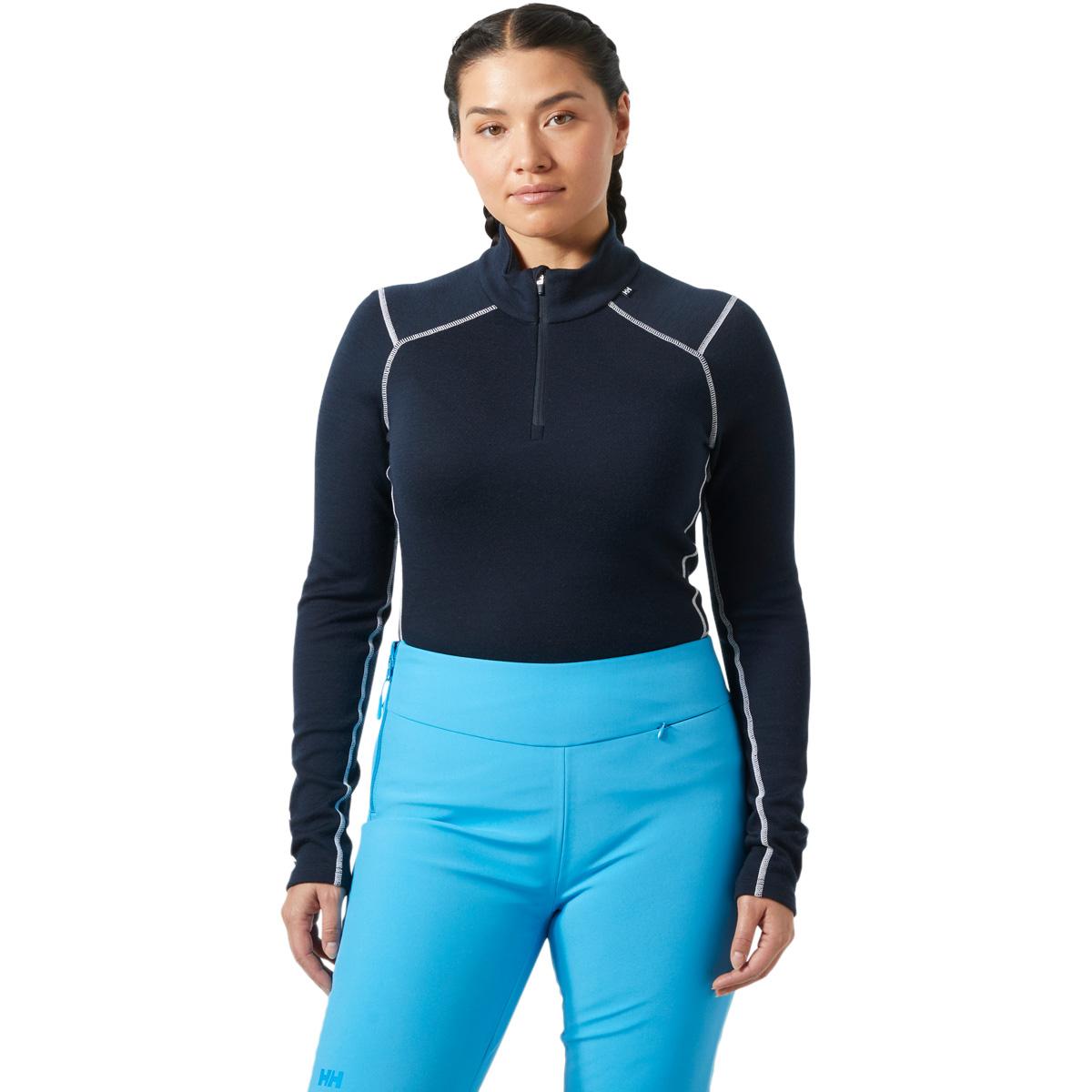 Helly Hansen Lifa Midweight Half Zip Merinould Skiundertrøje Dame NAVY BOAT
