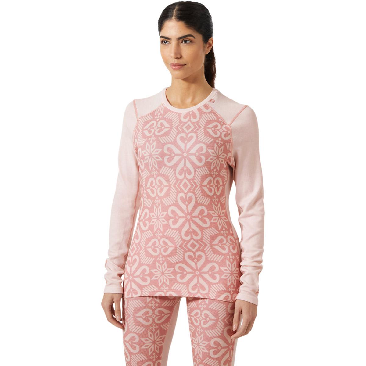 Helly Hansen Lifa Midweight Graphic Merinould Skiundertrøje Dame 082 PINK TINT