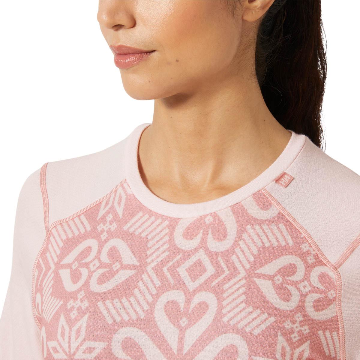 Helly Hansen Lifa Midweight Graphic Merinould Skiundertrøje Dame 082 PINK TINT