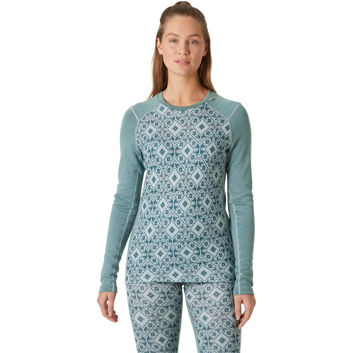 Helly Hansen Lifa Midweight Graphic Merinould Skiundertrøje Dame 489 FOREST NIGHT / WARM ESPRES