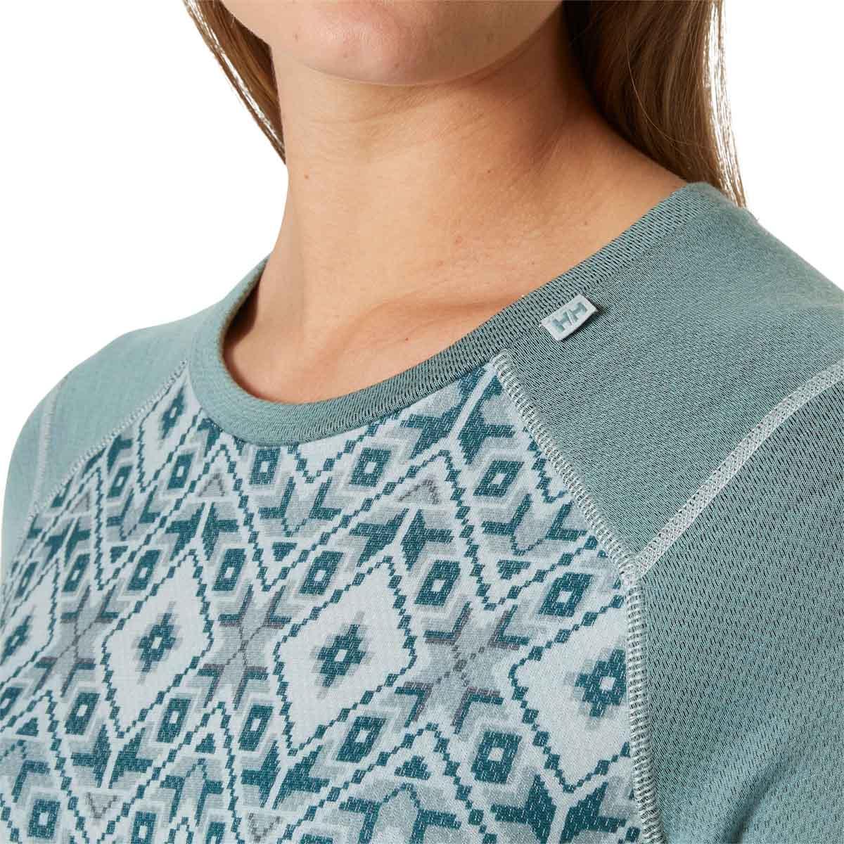 Helly Hansen Lifa Midweight Graphic Merinould Skiundertrøje Dame 489 FOREST NIGHT / WARM ESPRES