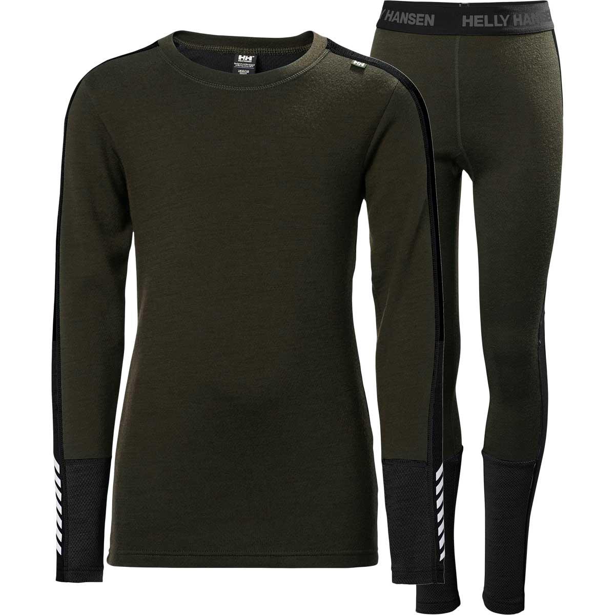 Helly Hansen Lifa Midweight Merinould Skiundertøj Børn UTILITY GREEN CAMO