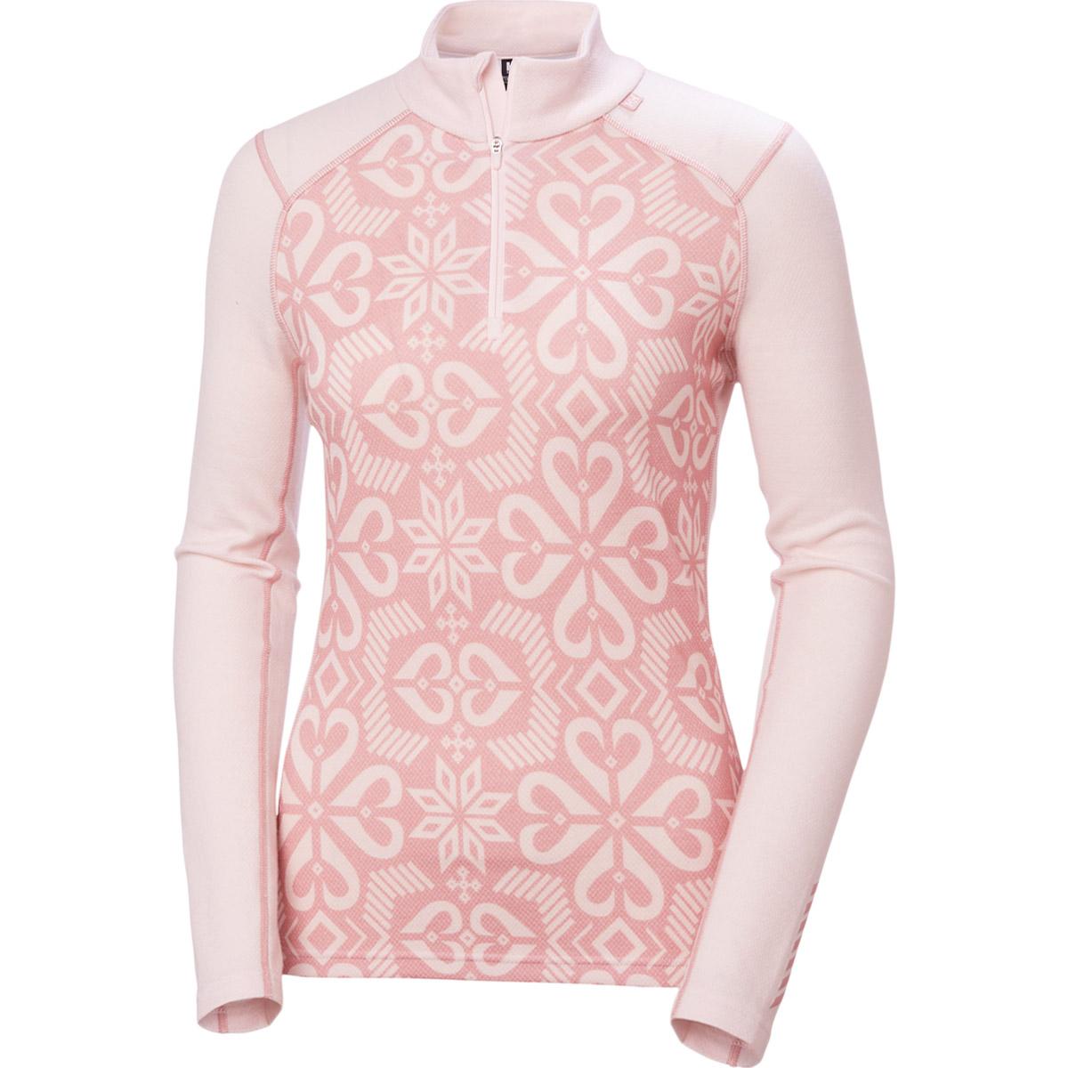 Helly Hansen Lifa Midweight Graphic Half Zip Merinould Skiundertrøje Dame 082 PINK TINT