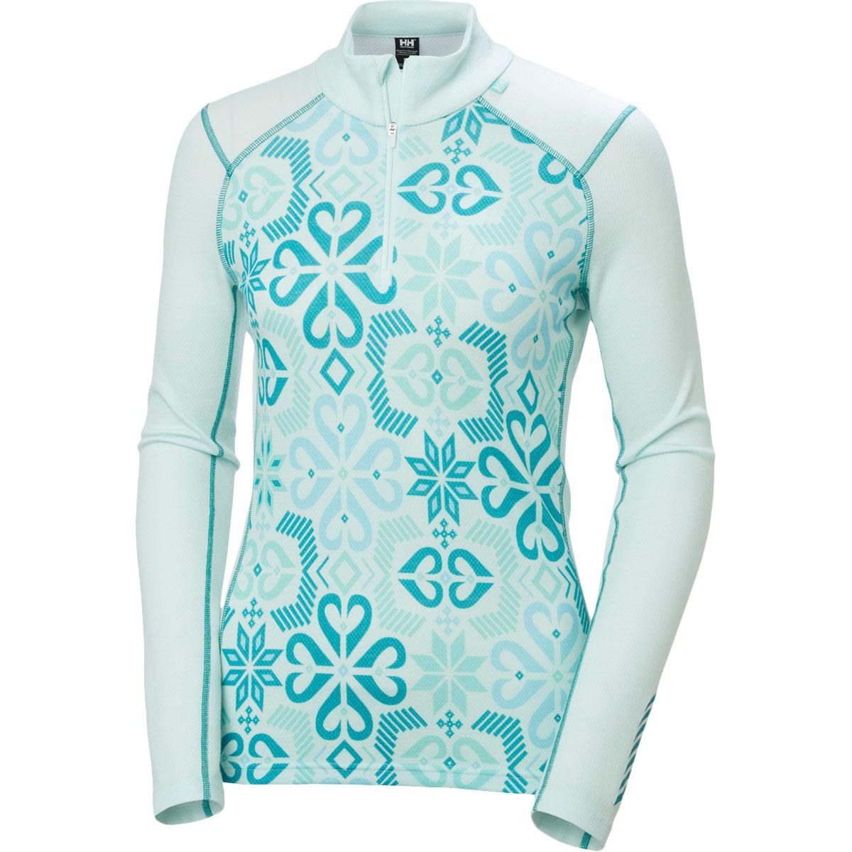 Helly Hansen Lifa Midweight Graphic Half Zip Merinould Skiundertrøje Dame 562 ICICLE NORD