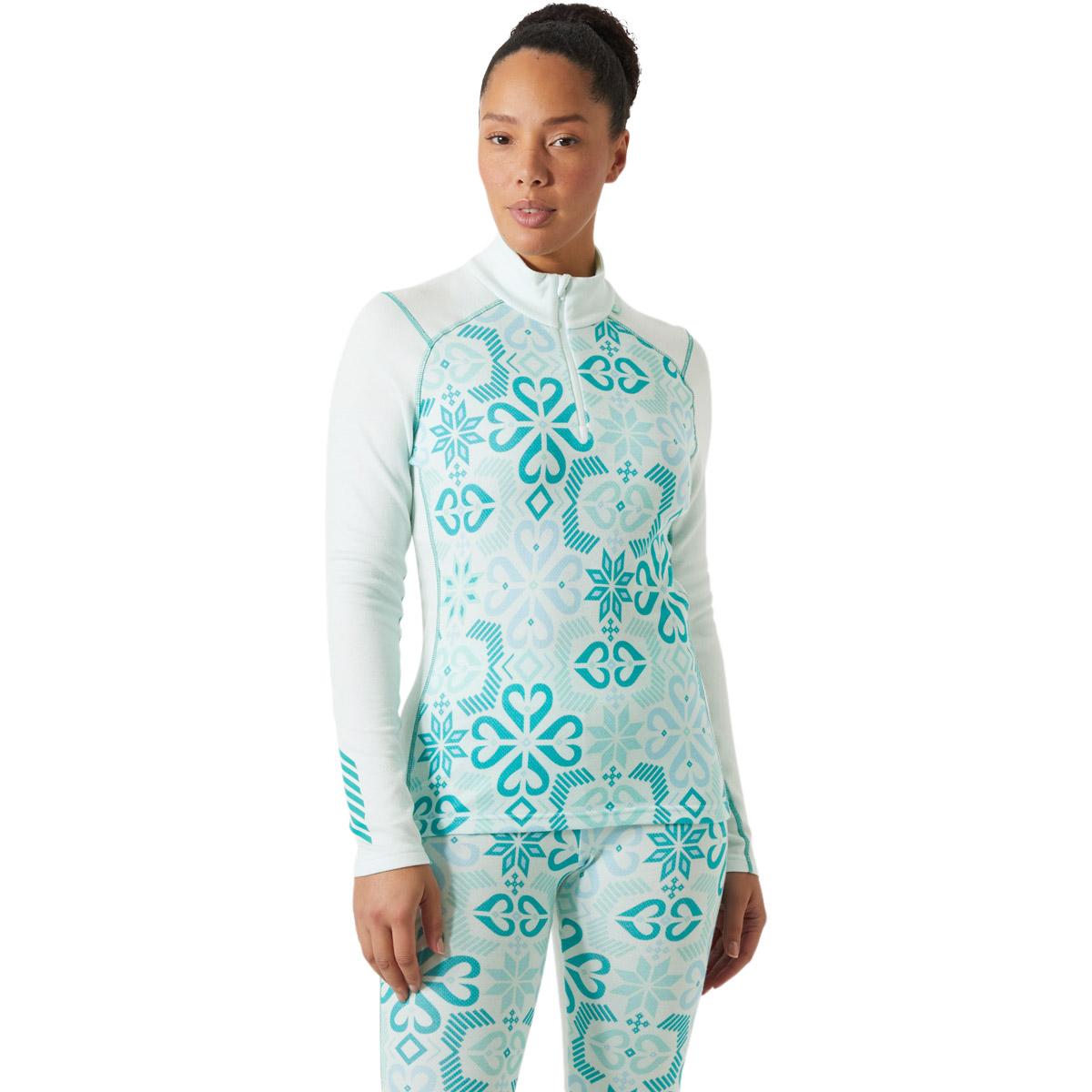 Helly Hansen Lifa Midweight Graphic Half Zip Merinould Skiundertrøje Dame 562 ICICLE NORD