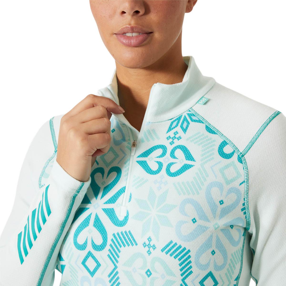 Helly Hansen Lifa Midweight Graphic Half Zip Merinould Skiundertrøje Dame 562 ICICLE NORD