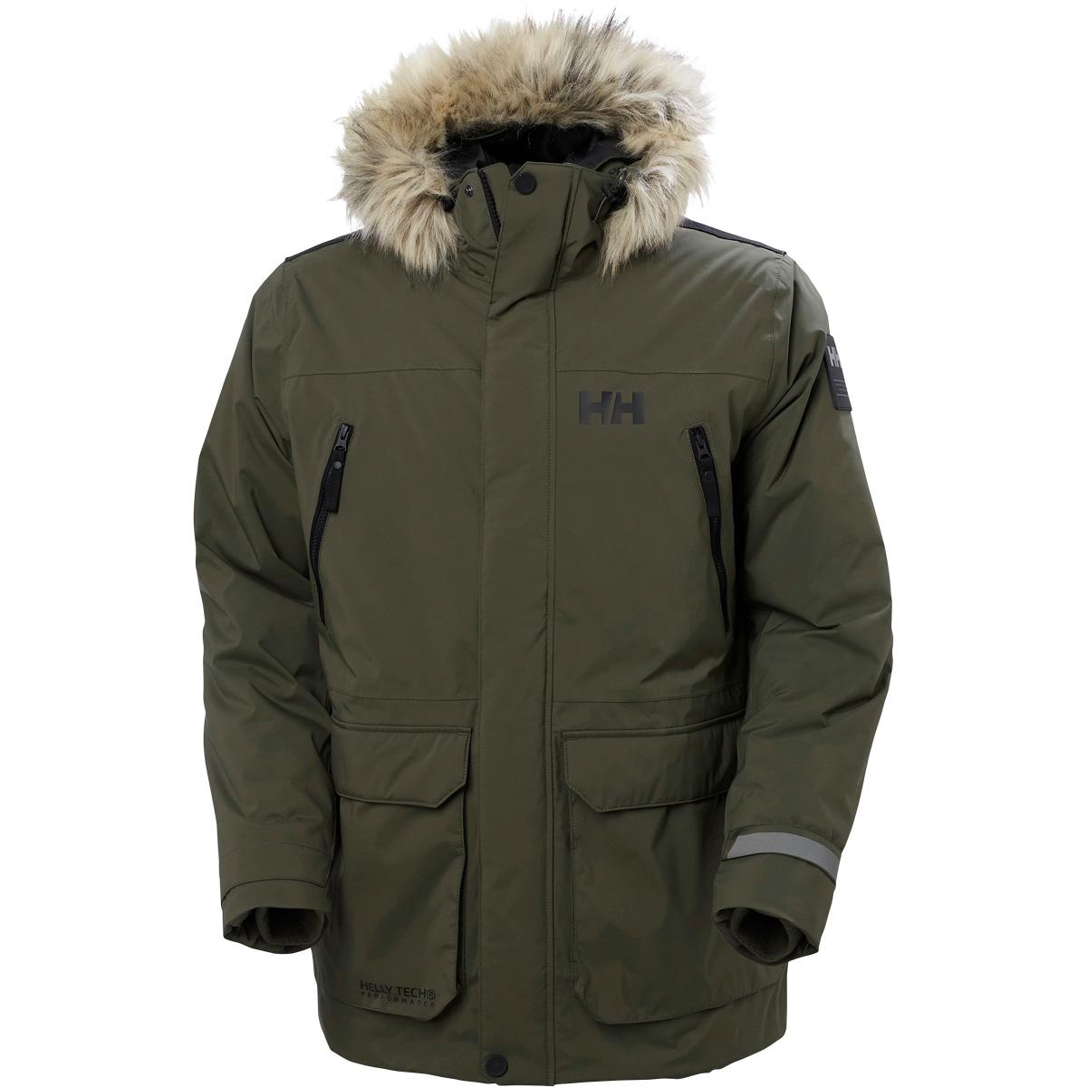 Helly Hansen Reine Parka Vinterjakke Herre UTILITY GREEN / BELUGA / S