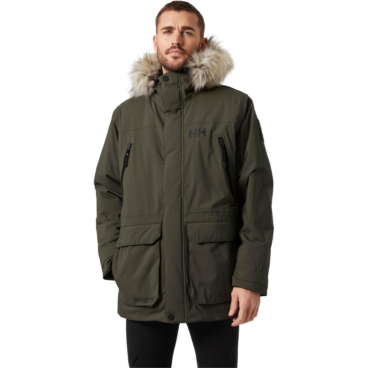 Helly Hansen Reine Parka Vinterjakke Herre UTILITY GREEN / BELUGA / S