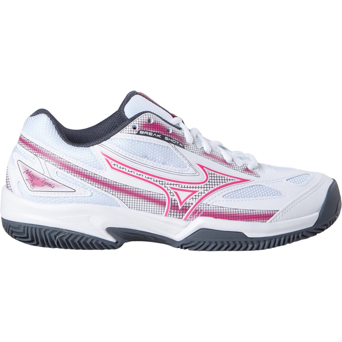 Mizuno Break Shot 4 CC Tennisskor Dam White/Pink Tetra/Turbulence