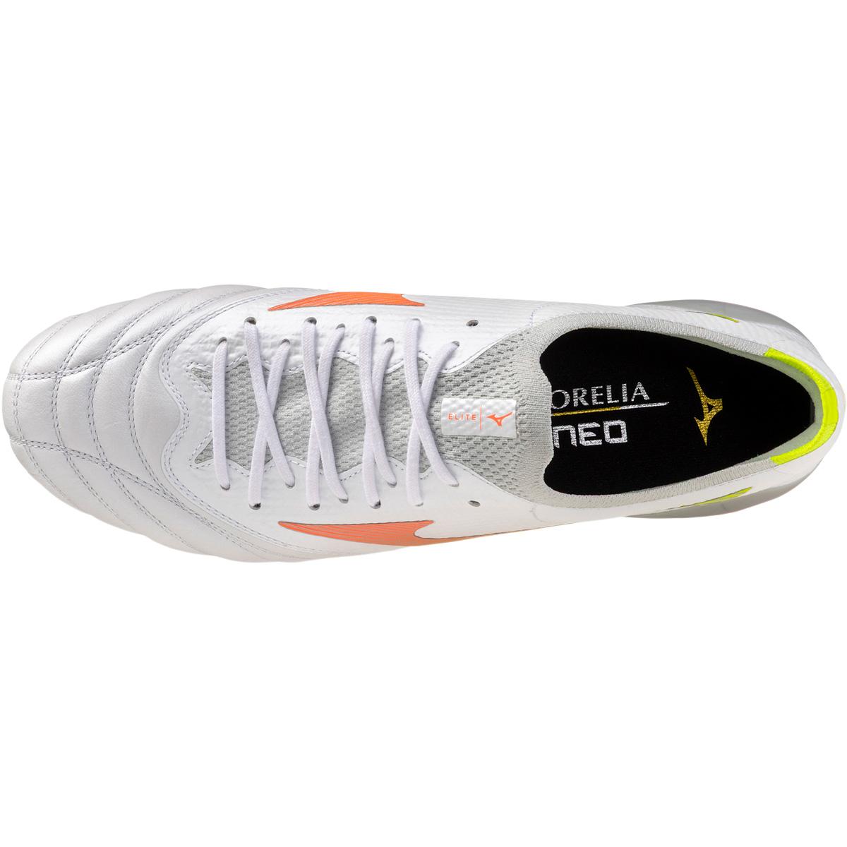 Mizuno Morelia Neo V Elite FG Fodboldstøvler White/Lava Orange/Evening Prim