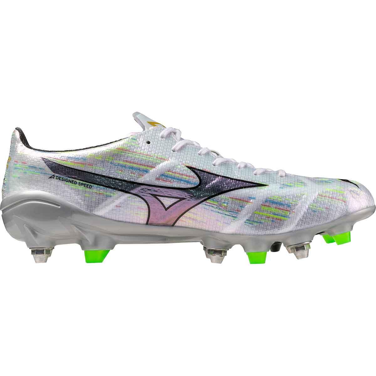 Mizuno Alpha ll Elite SG Fotballsko White/Silver Iridiscent/Black
