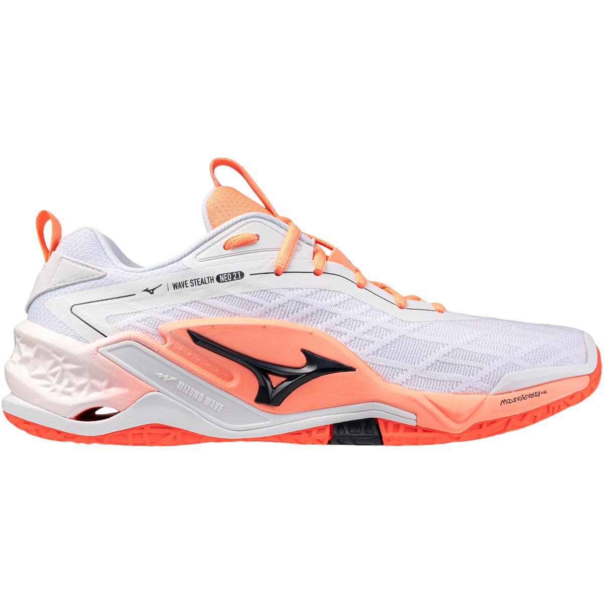 Mizuno Wave Stealth Neo 2.1 Håndboldsko White/Black/Flamingo Coral