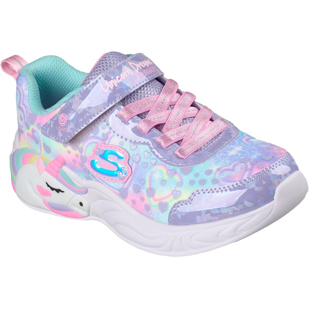 Skechers Unicorn Dreams Borrelås Sneakers m/Lys Barn LAVENDER MULTI