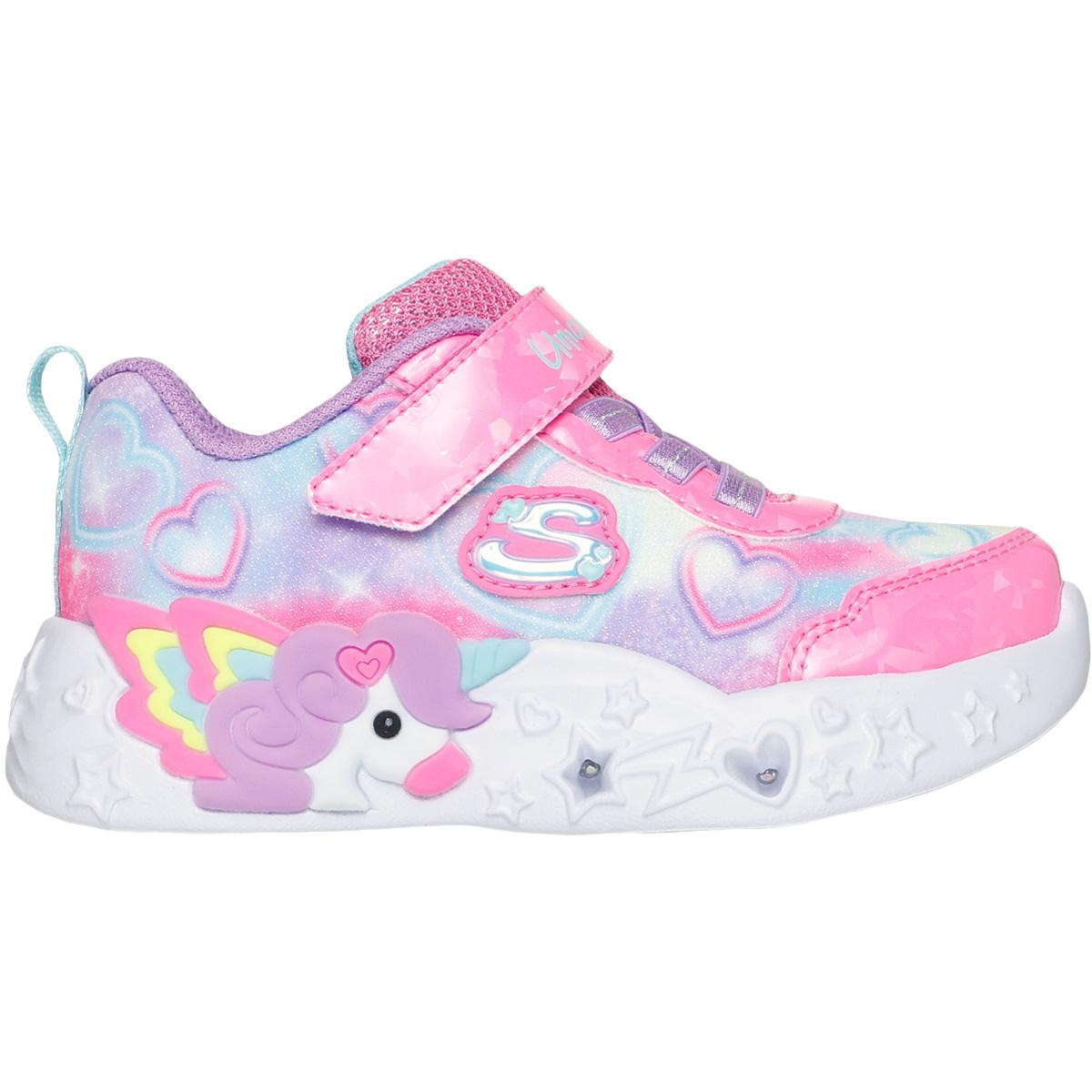 Skechers Unicorn Charmer Borrelås Sneakers m/Lys Barn PINK MULTI
