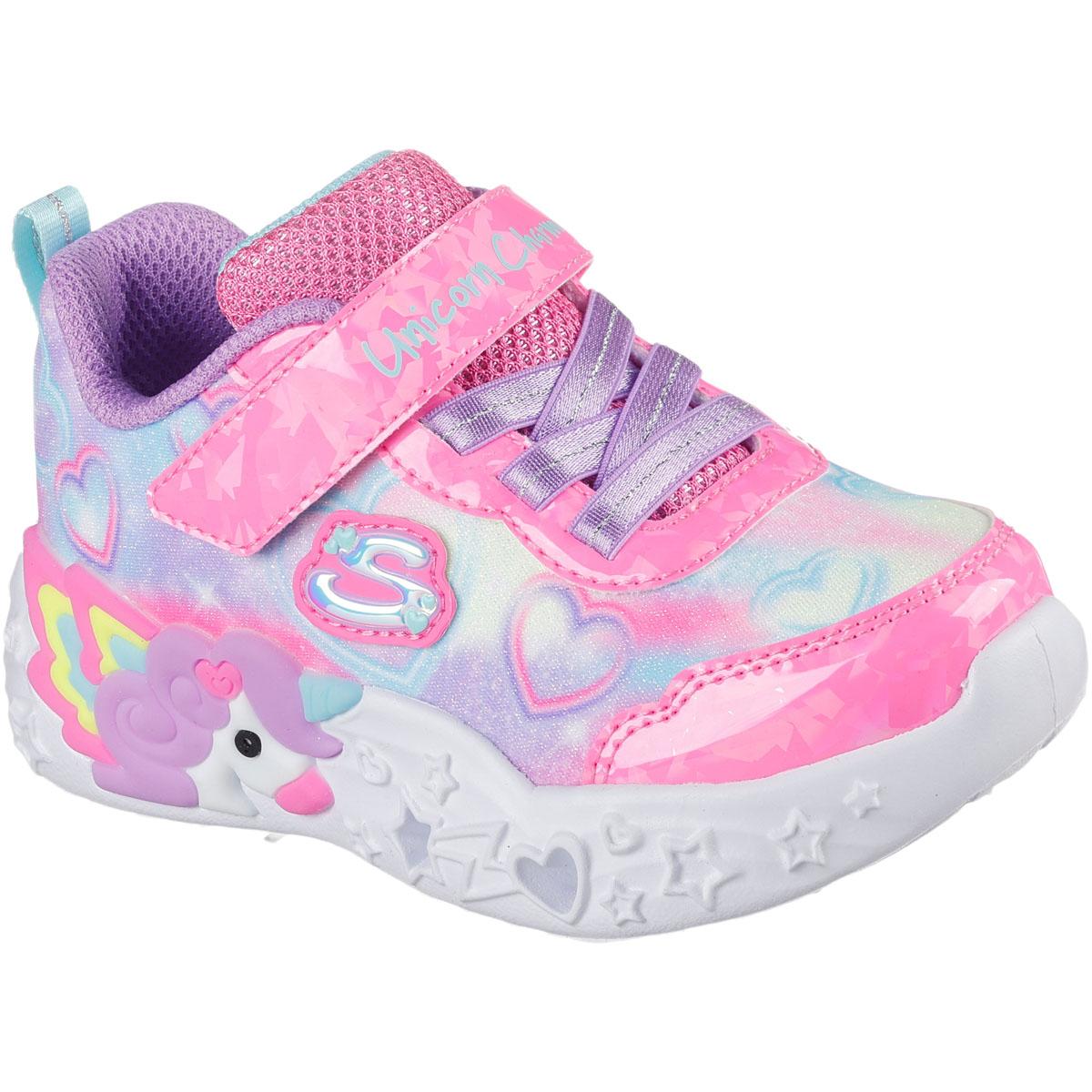 Skechers Unicorn Charmer Borrelås Sneakers m/Lys Barn PINK MULTI