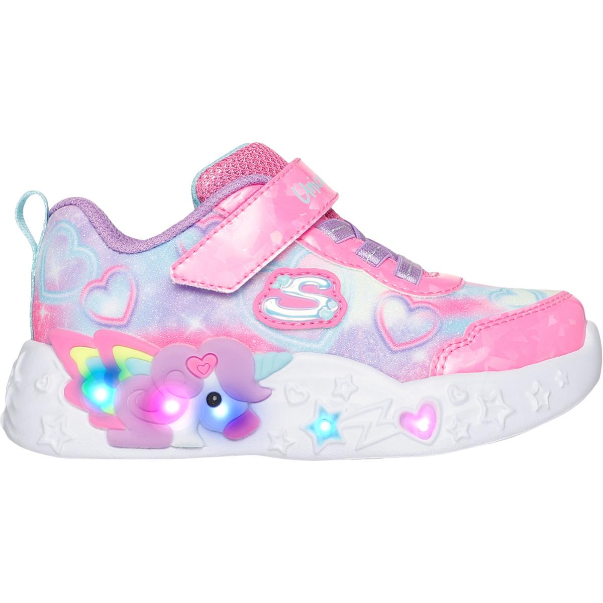 Skechers Unicorn Charmer Borrelås Sneakers m/Lys Barn PINK MULTI