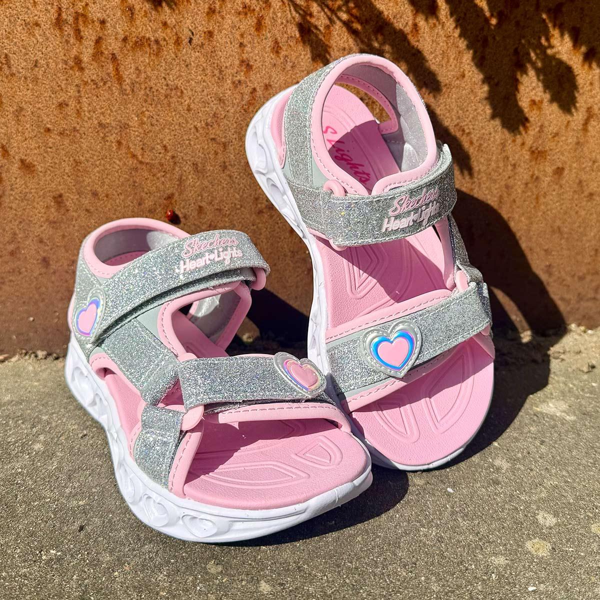 Skechers Heart Lights Sandaler m/Lys Barn Silver