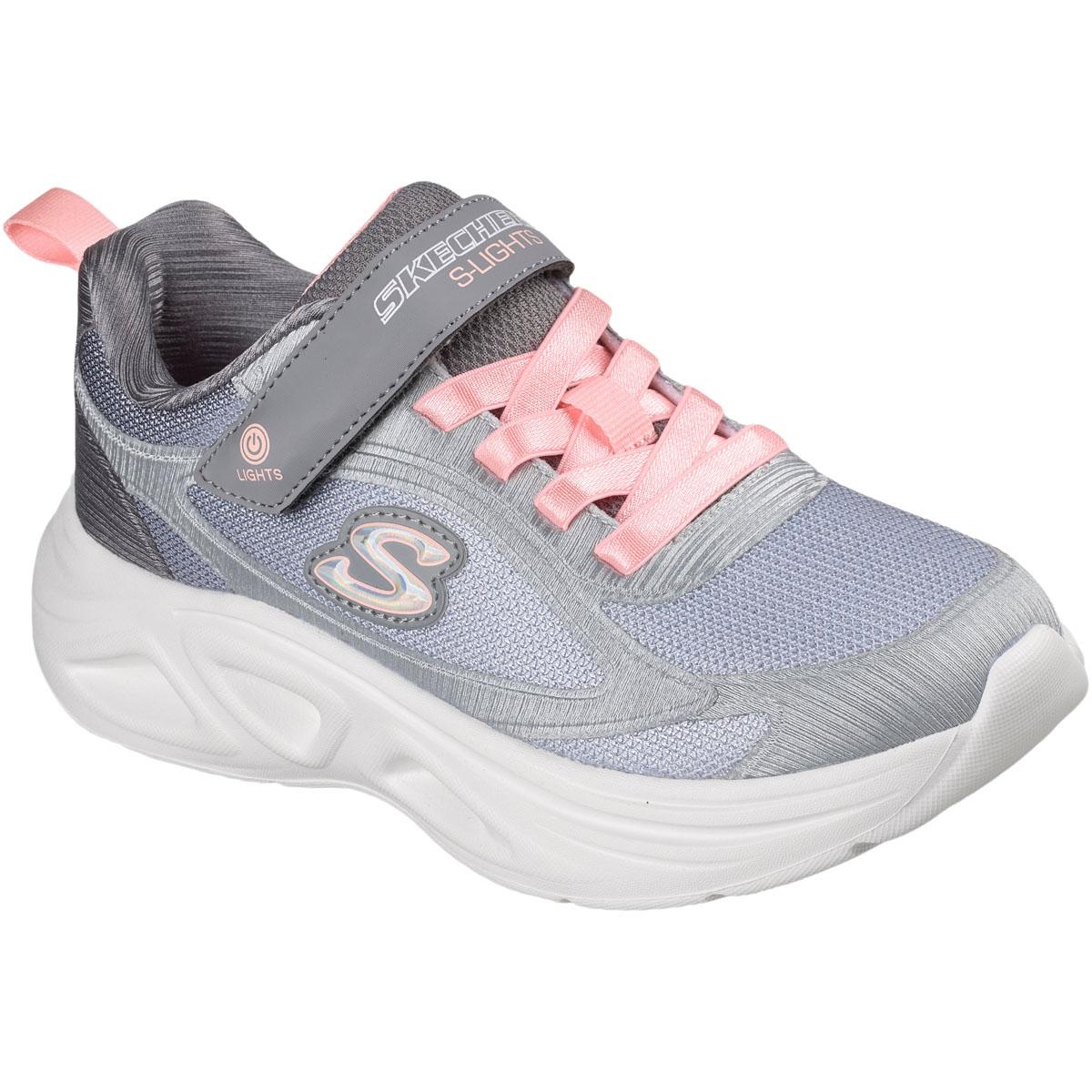 Skechers Sola Glow 2.0 Borrelås Sneakers m/Lys Barn Grey