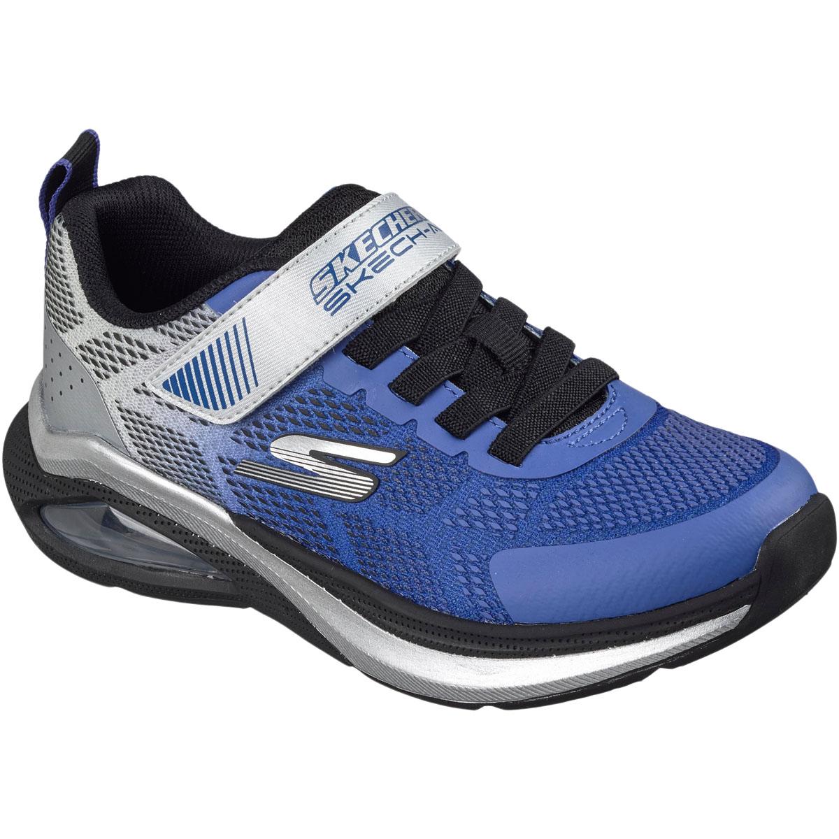 Skechers Microspec Max Velocity Borrelås Sneakers Barn BLUE SILVER