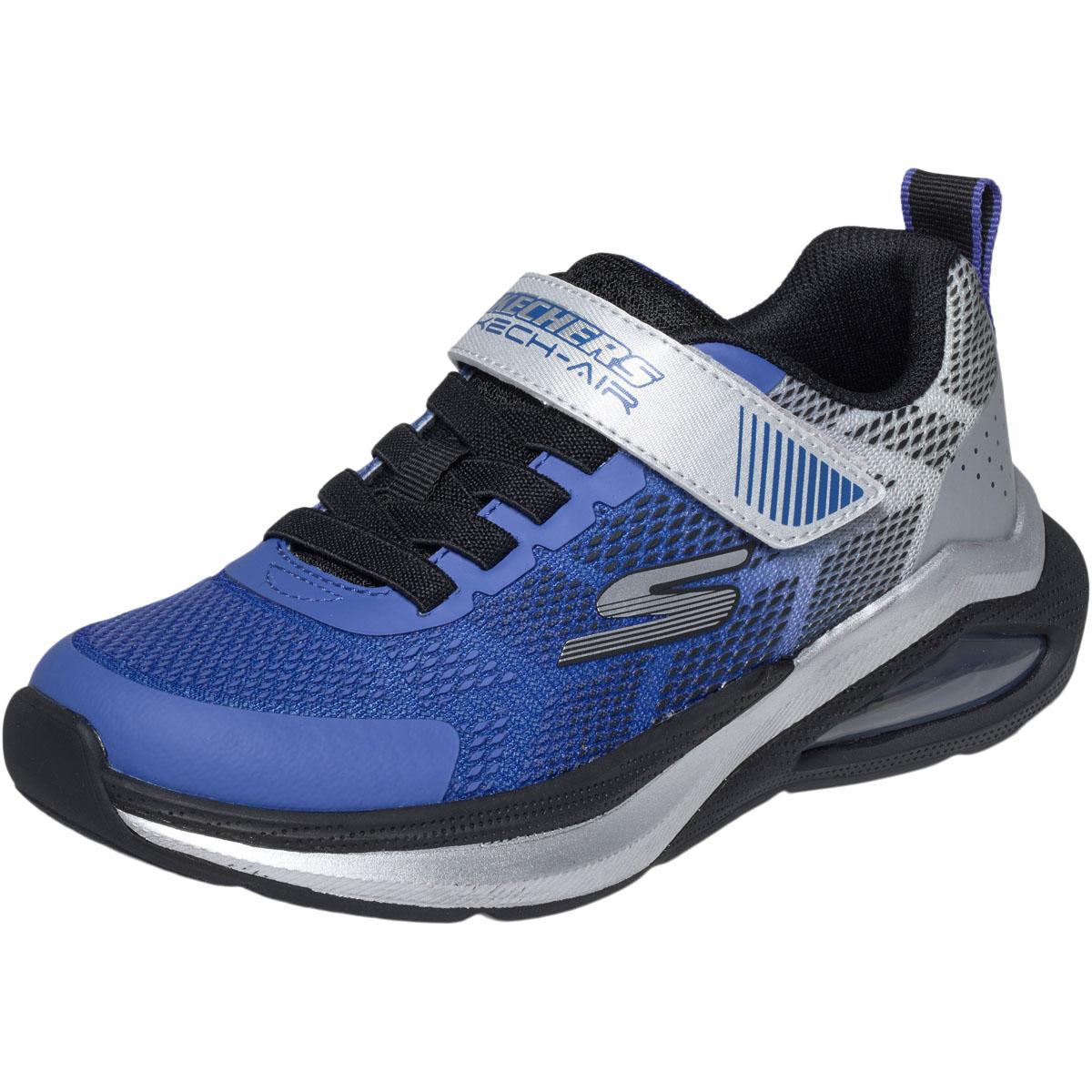 Skechers Microspec Max Velocity Borrelås Sneakers Barn BLUE SILVER