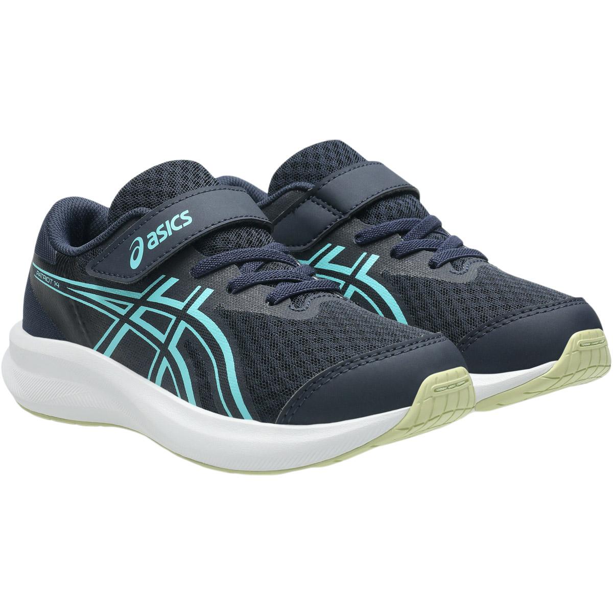 ASICS Patriot 14 Borrelås Joggesko Barn MIDNIGHT/GLOW GREEN