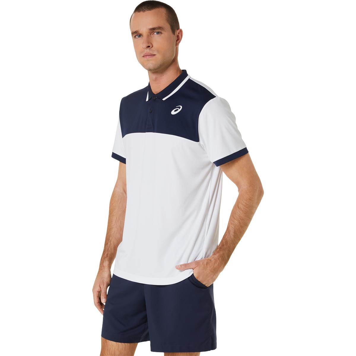 ASICS Court Tennis Polo T-skjorte Herre WHITE/BLACK